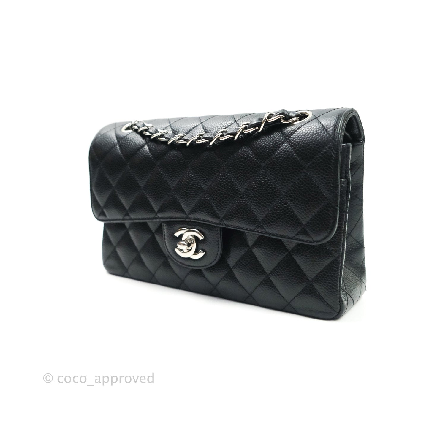 Chanel Classic Small S/M Flap Black Caviar Silver Hardware