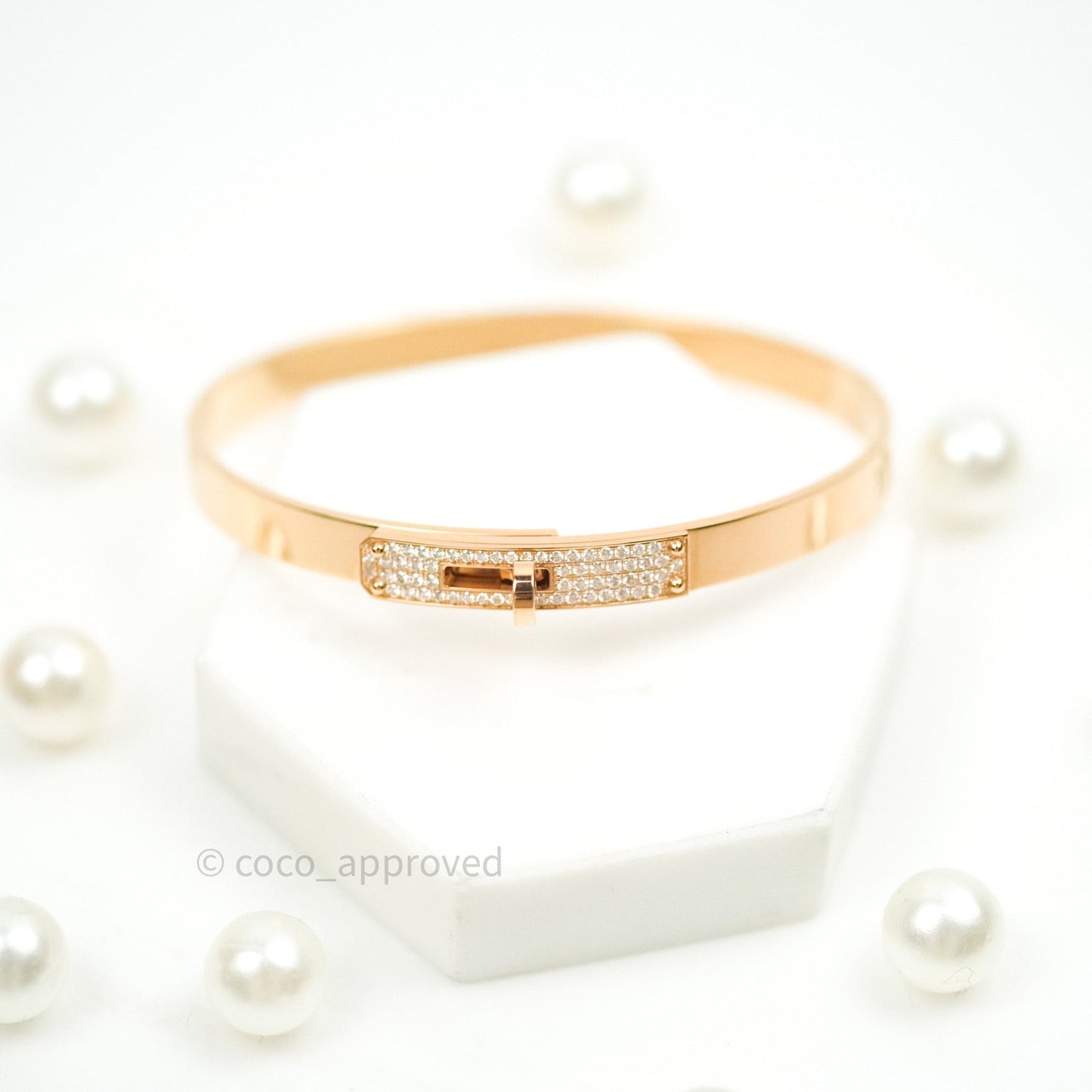 Hermès Bracelet Kelly H Diamonds Rose Gold PM