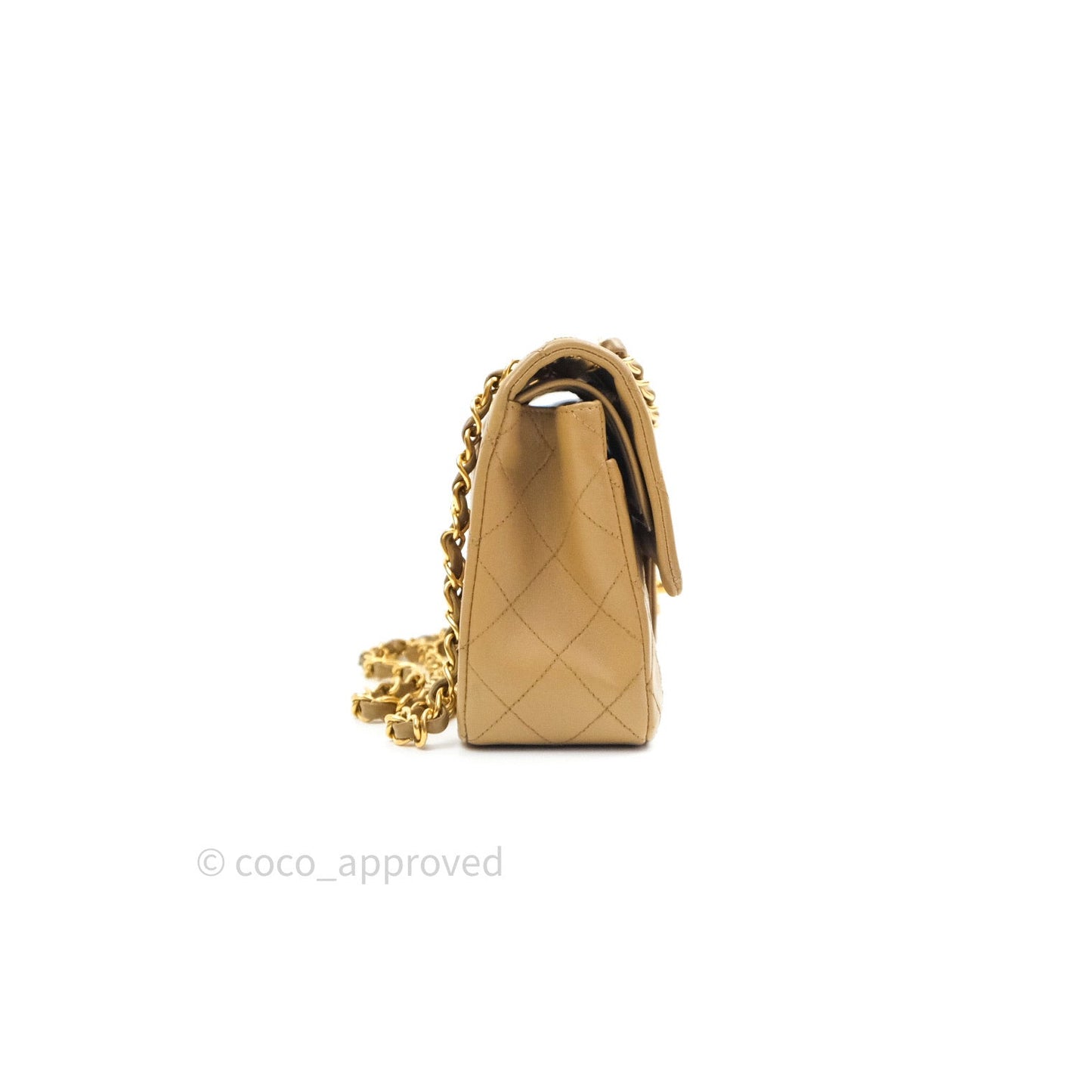 Chanel Classic Vintage Small S/M Flap Beige Lambskin 24K Gold Hardware