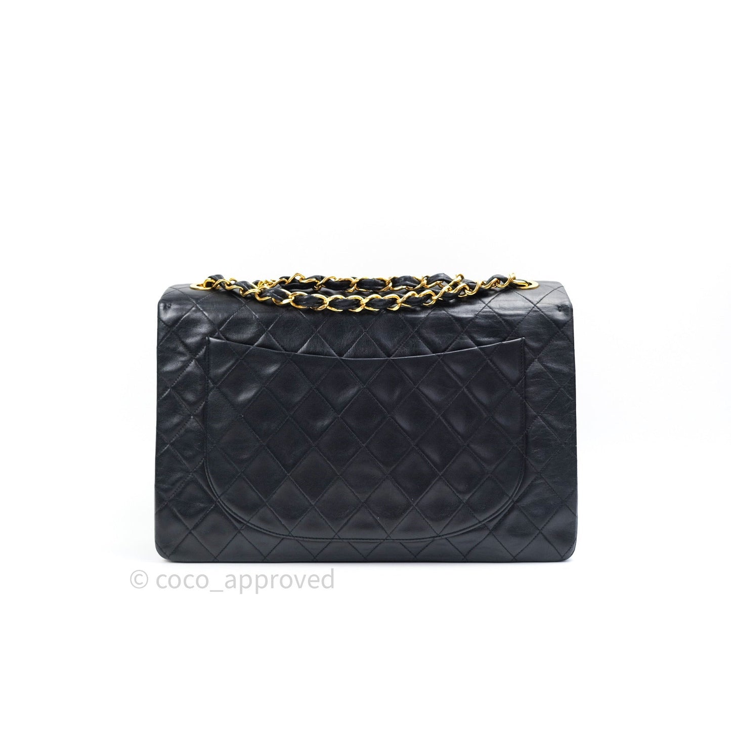 Chanel Vintage XL Jumbo Single Flap Black Lambskin 24K Gold Hardware