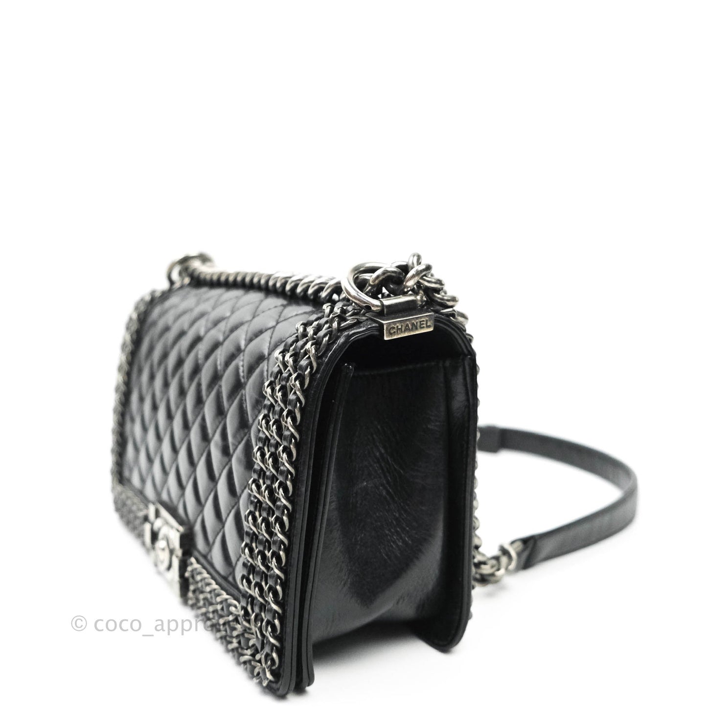 Chanel Quilted Chain Around Medium Aged Glazed Calfskin Boy Ruthenium Hardware