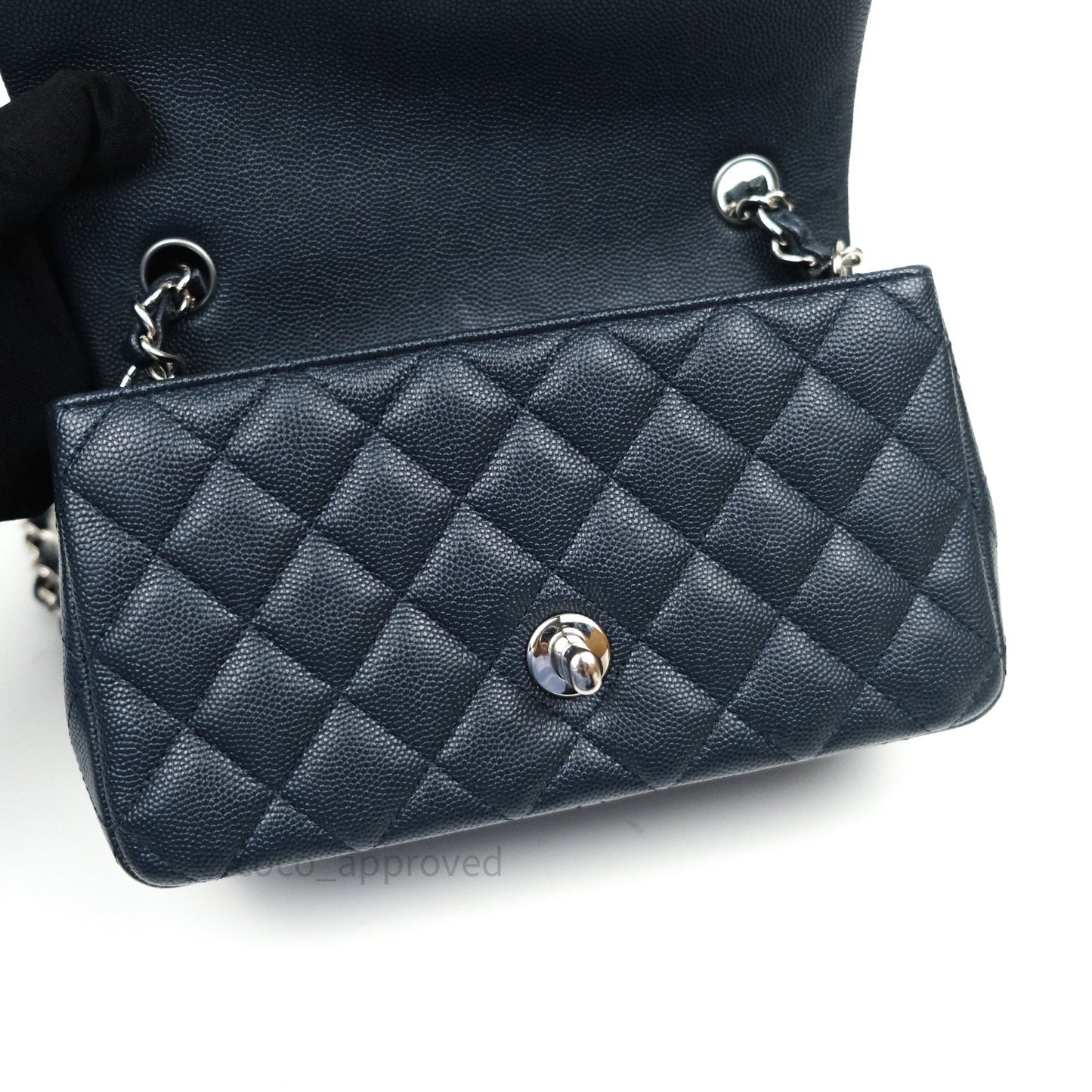 Chanel Quilted Mini Rectangular Navy Caviar Silver Hardware
