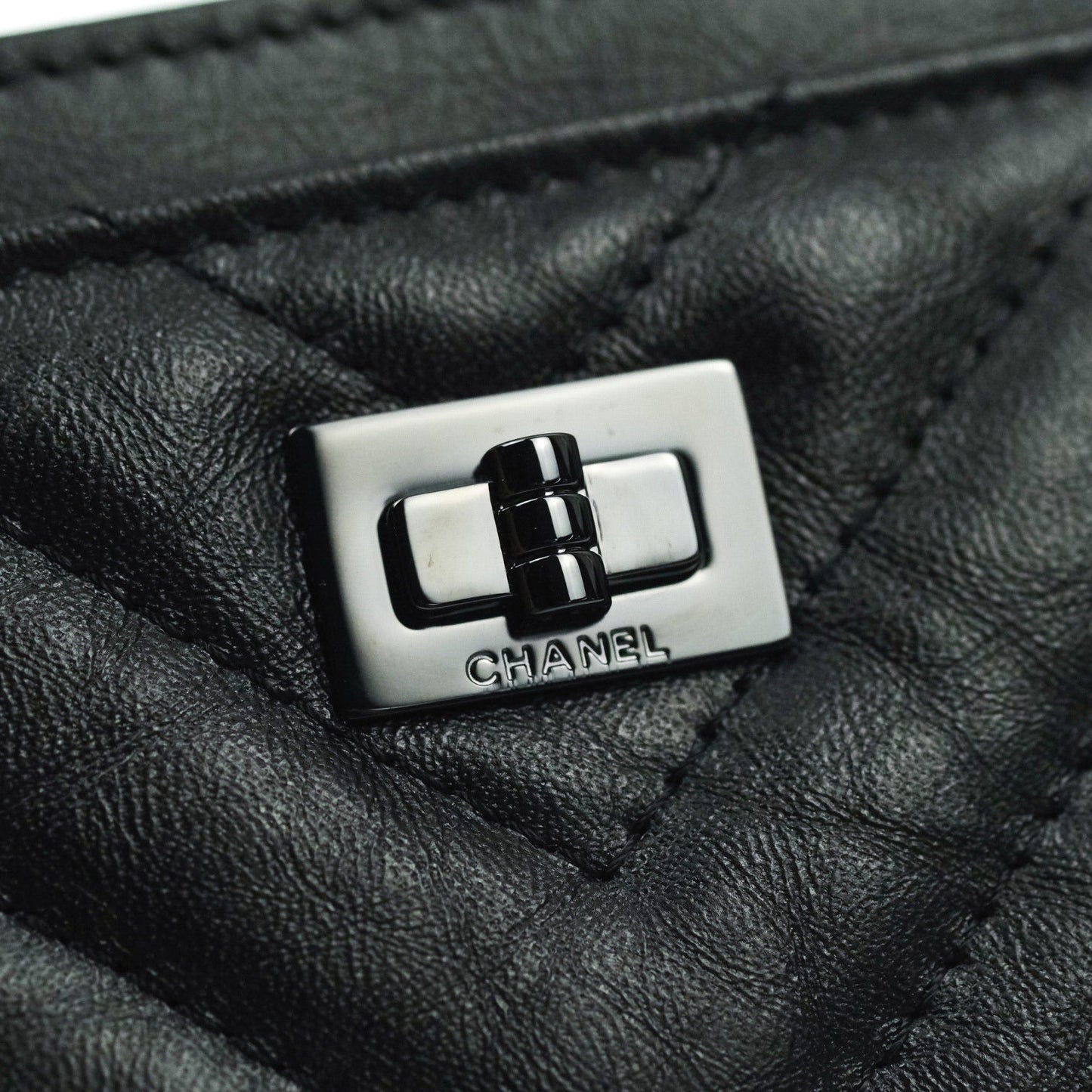 Chanel So Black Chevron Reissue Aged Calfskin Flat Card Holder
