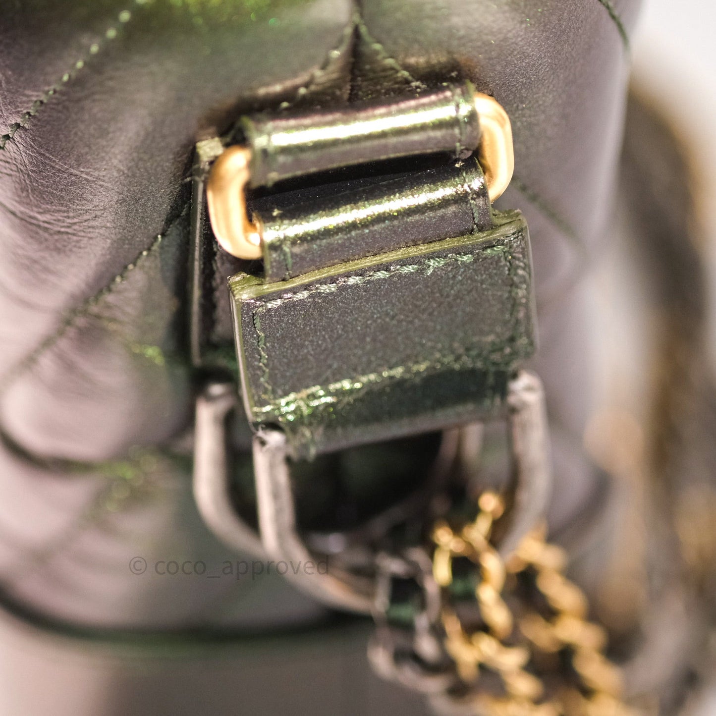 Chanel Calfskin Chevron Small Gabrielle Hobo Iridescent Green Mixed Hardware