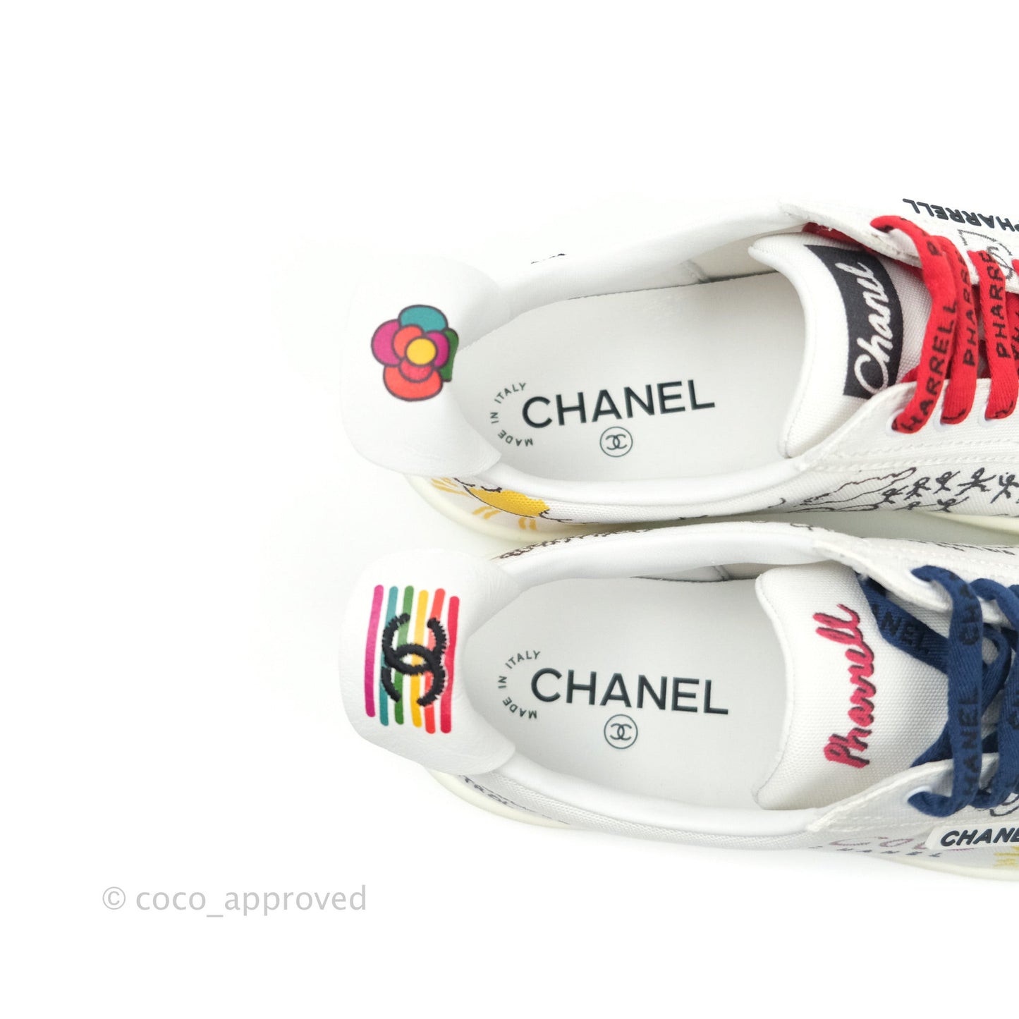 Chanel x Pharrell Williams Calfskin Womens Sneakers 38 White