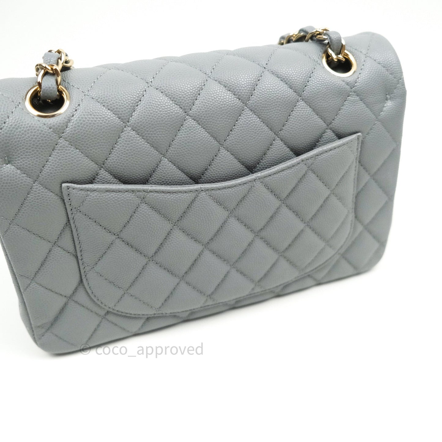 Chanel Classic Small S/M Flap Grey Caviar Light Gold Hardware