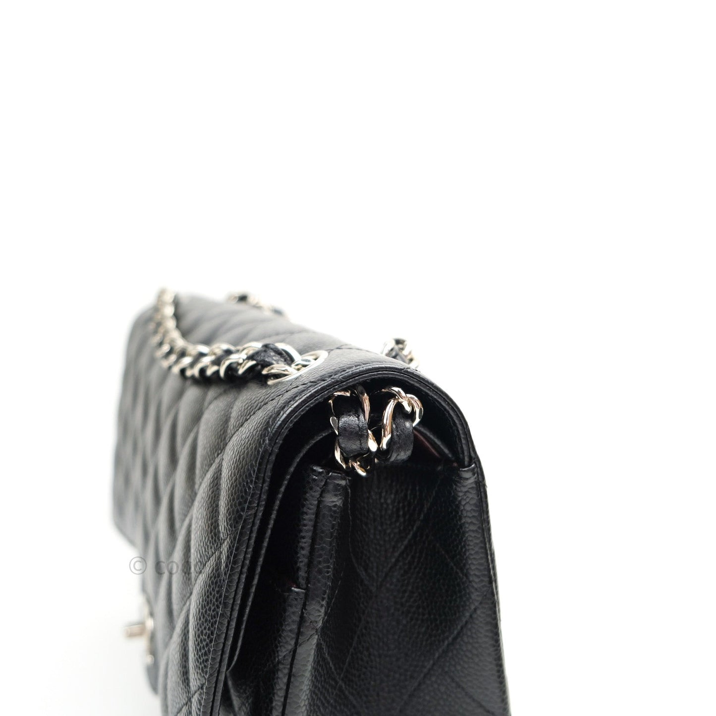 Chanel Quilted Jumbo Double Flap Black Caviar Silver Hardware⁣⁣