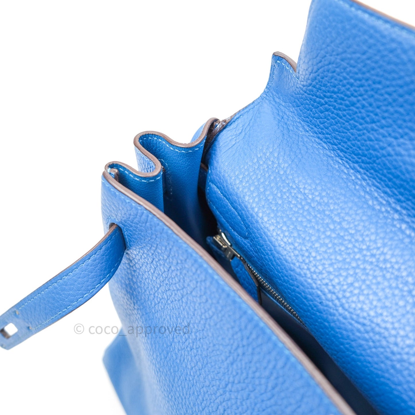 Hermès Kelly Retourne 32 Blue Mykonos Togo Palladium Hardware