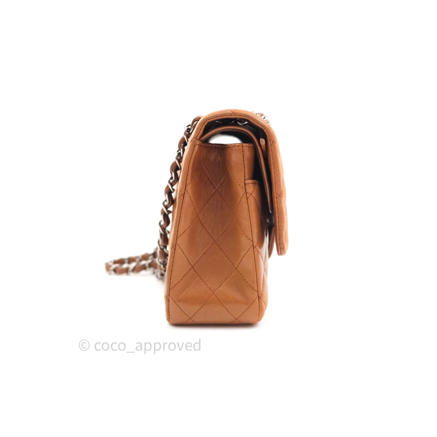 Chanel Classic M/L Brown Lambskin Silver Hardware