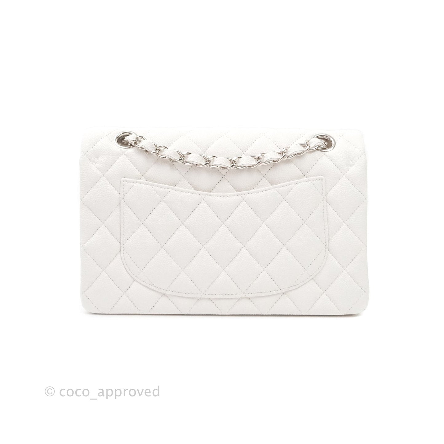 Chanel Classic Small S/M Flap White Caviar Silver Hardware