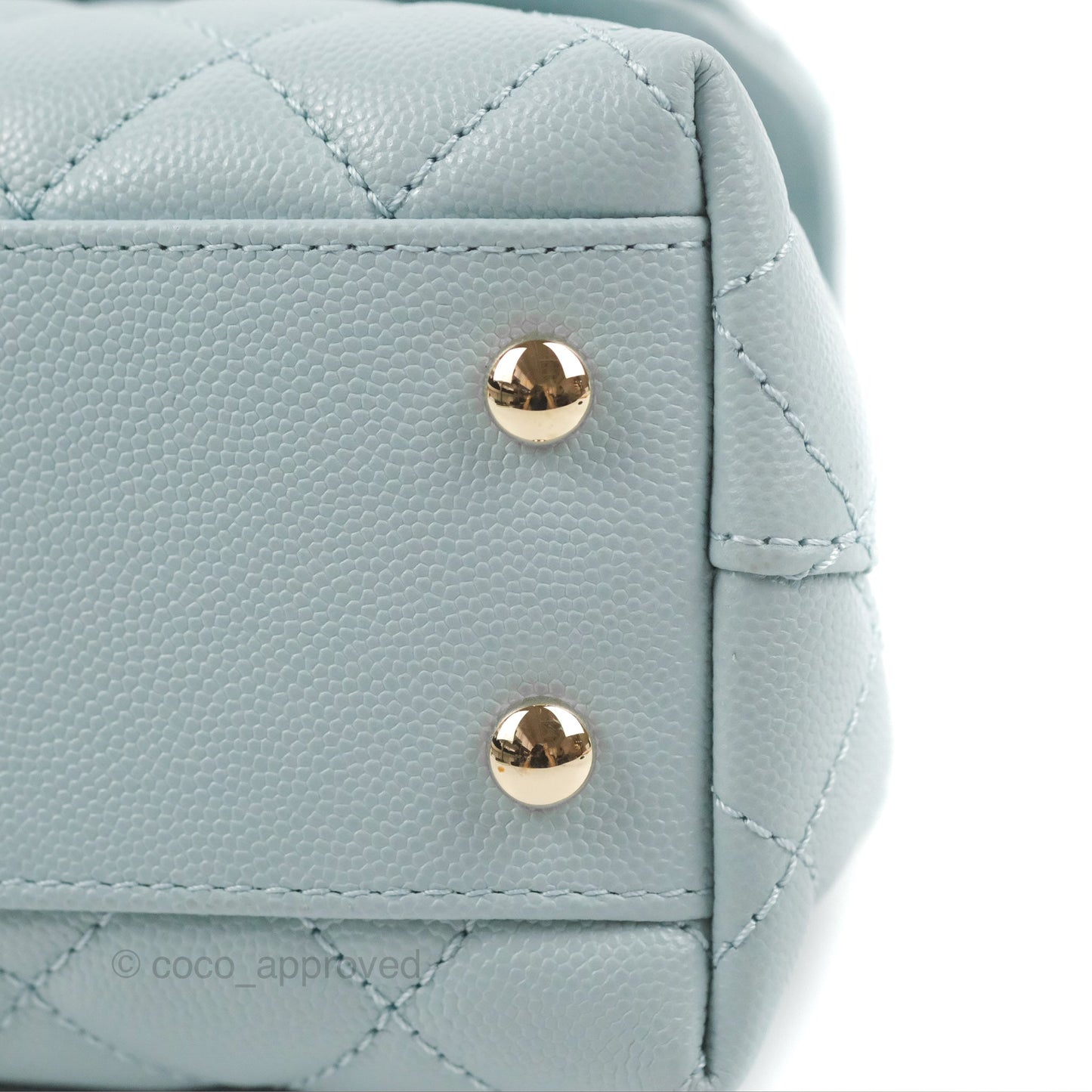 Chanel Small Coco Handle Blue Caviar Gold Hardware