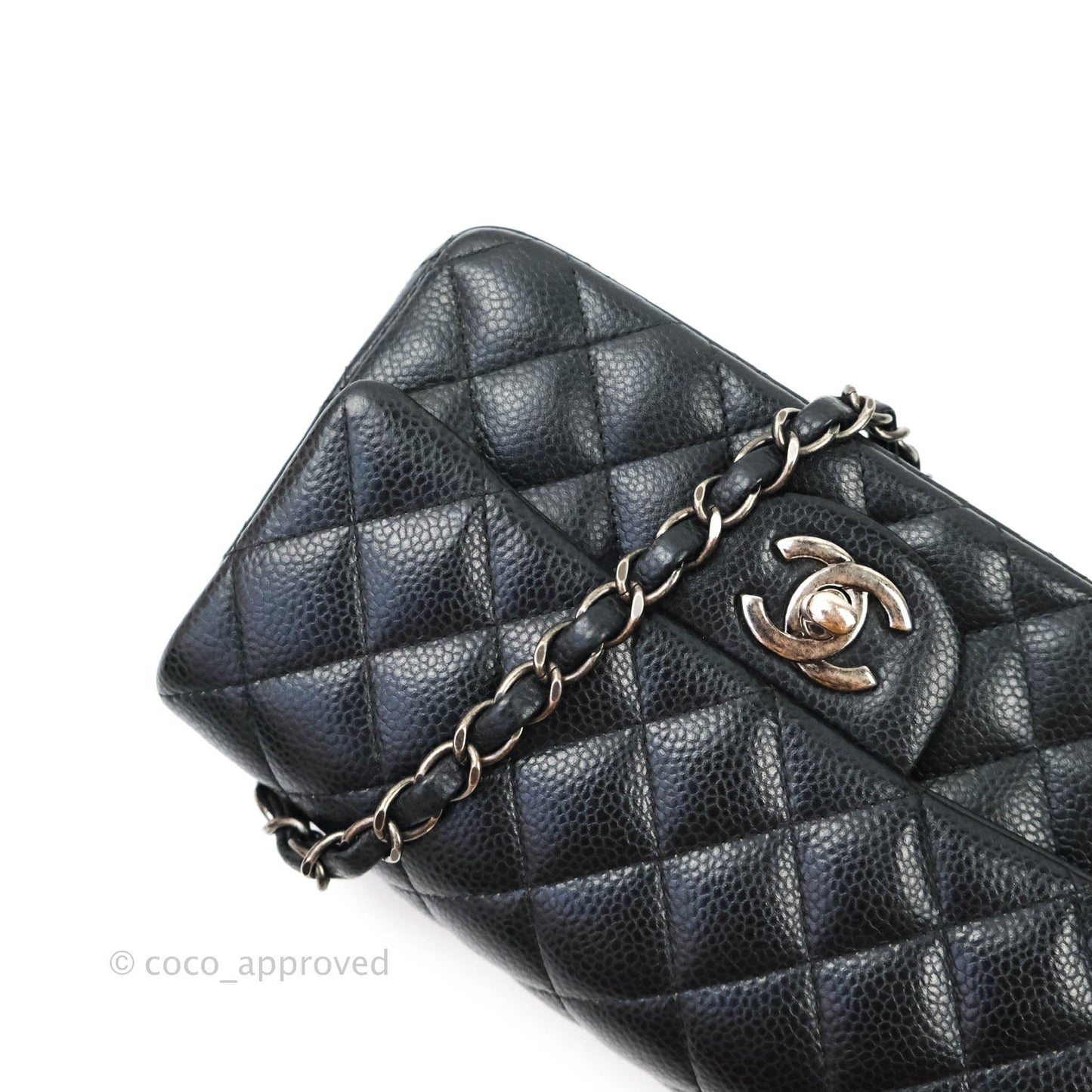 Chanel Quilted Mini Rectangular Very Dark Navy (Look Black) Caviar Ruthenium Hardware