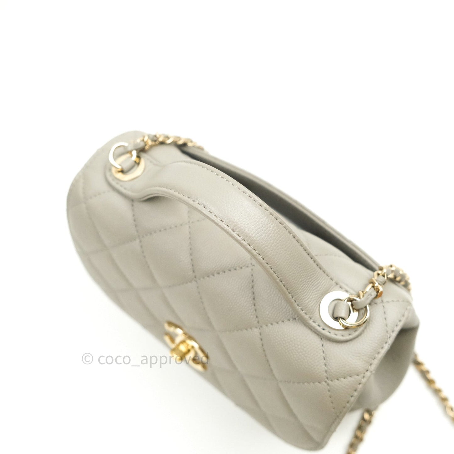 Chanel Quilted Small Business Affinity Flap Grey Caviar Light Gold Hardware