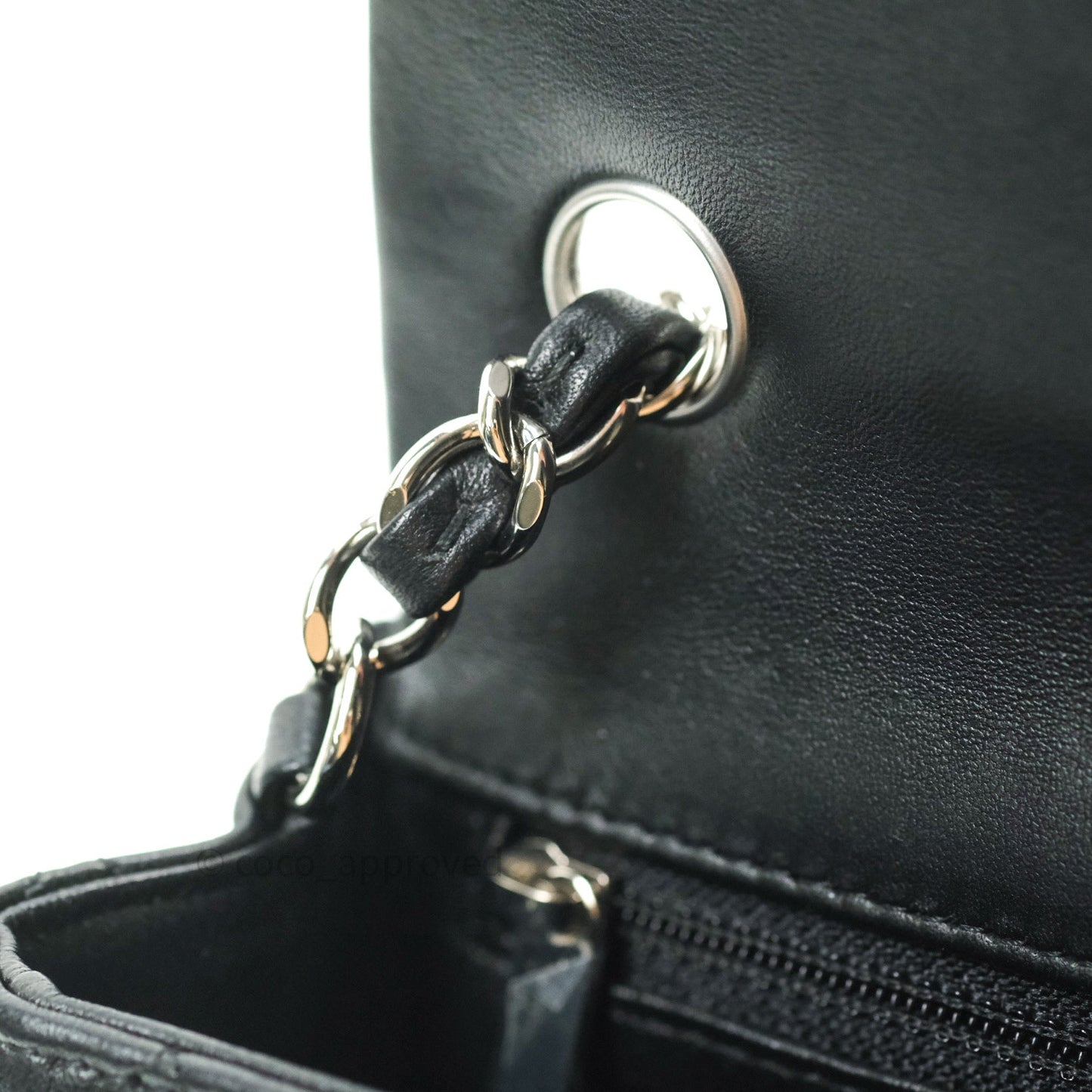 Chanel Quilted Mini Rectangular Black Lambskin Silver Hardware