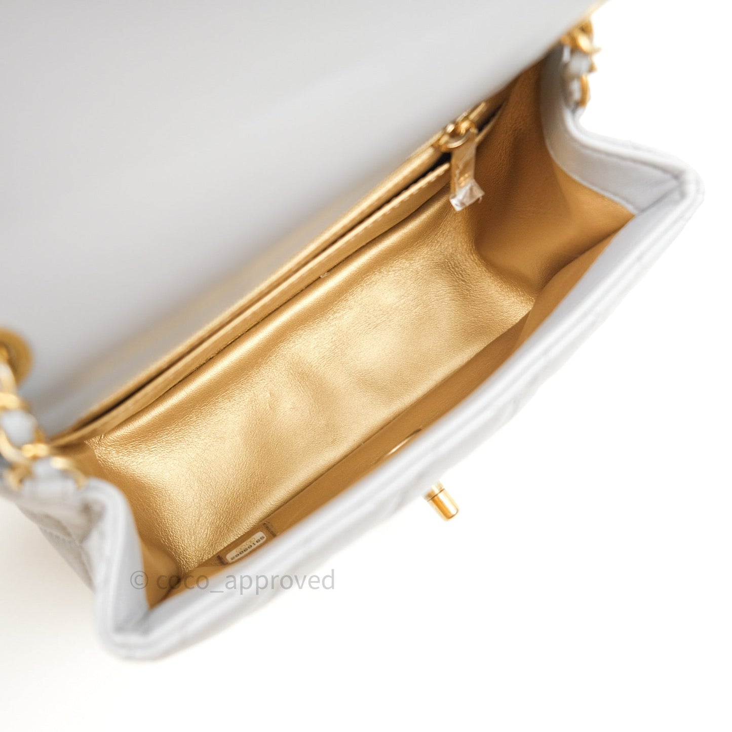 Chanel Mini Square Pearl Crush Quilted Grey Lambskin Gold Hardware