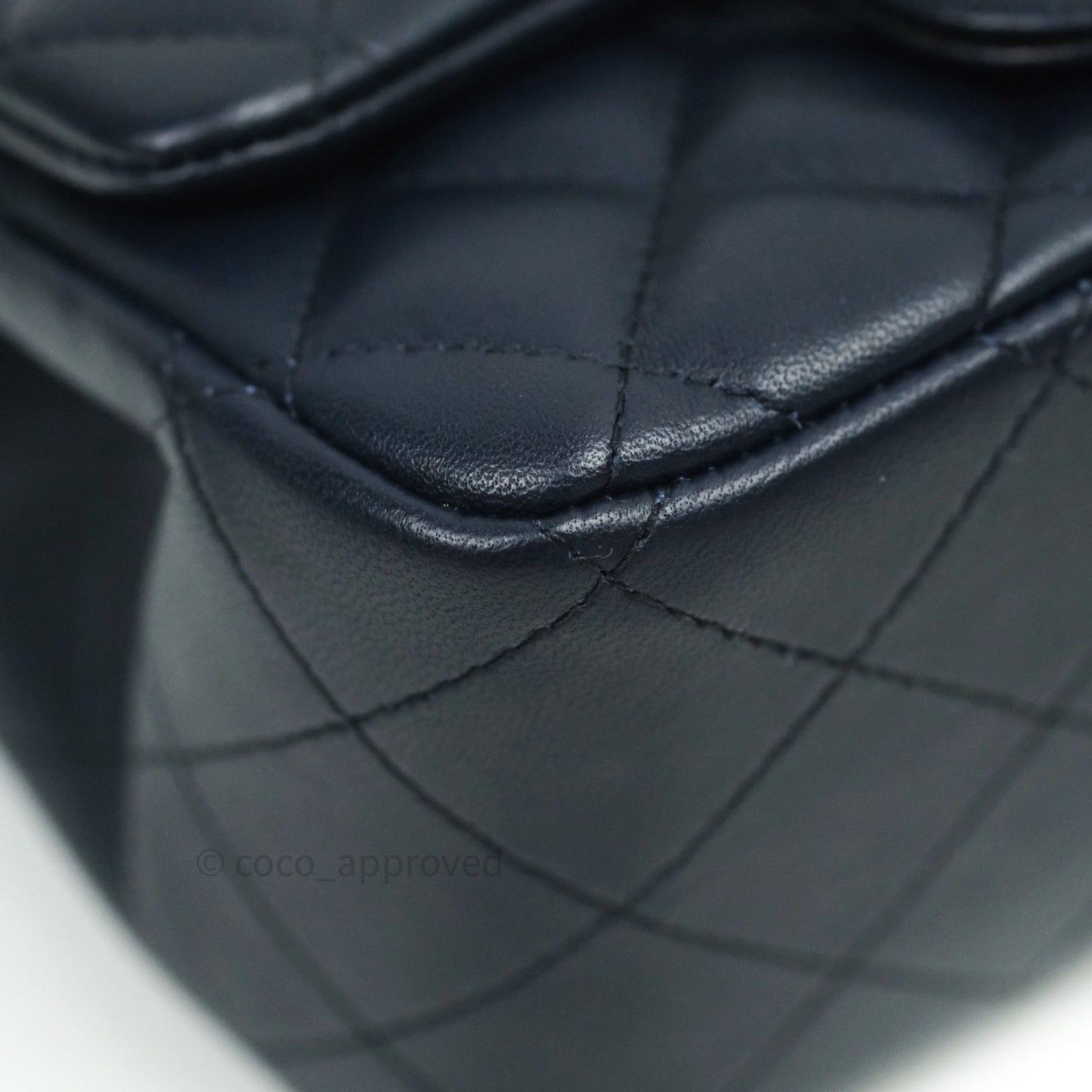 Chanel Mini Square Navy Lambskin Gold Hardware