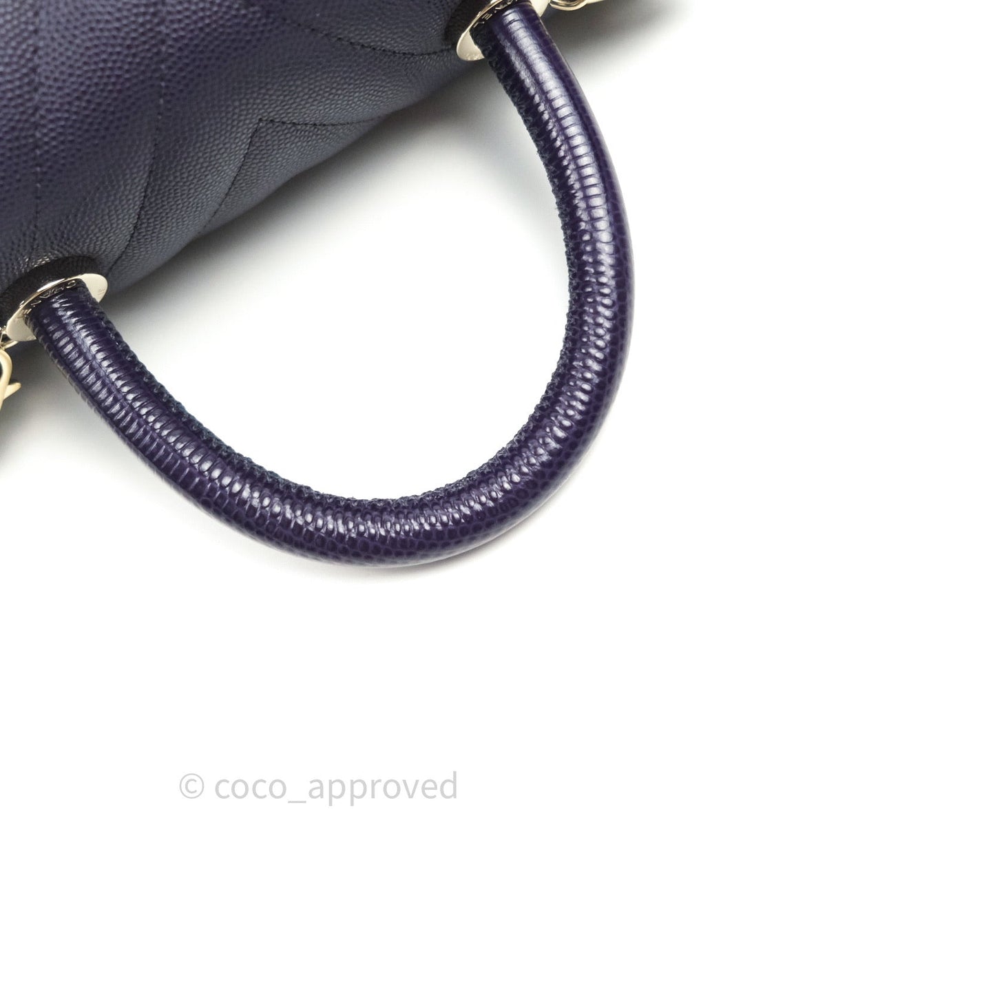 Chanel Mini Coco Handle Chevron Purple Caviar Quilted Gold Hardware