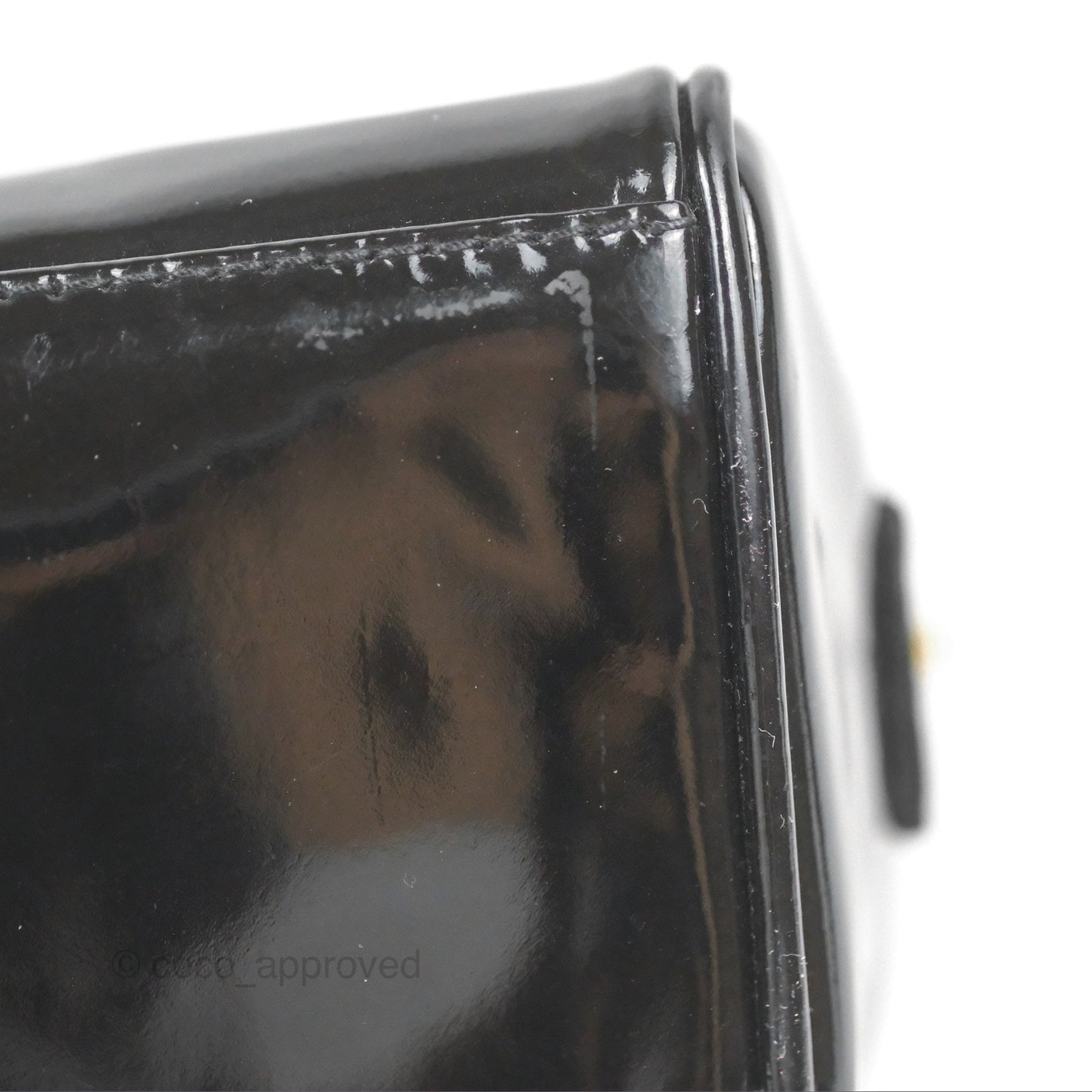 Chanel Vintage Coco Black Leather Patent Make Up Pouch
