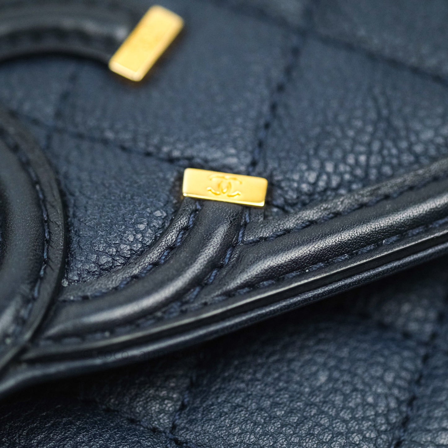 Chanel Caviar Quilted Small CC Filigree Flap Navy Black