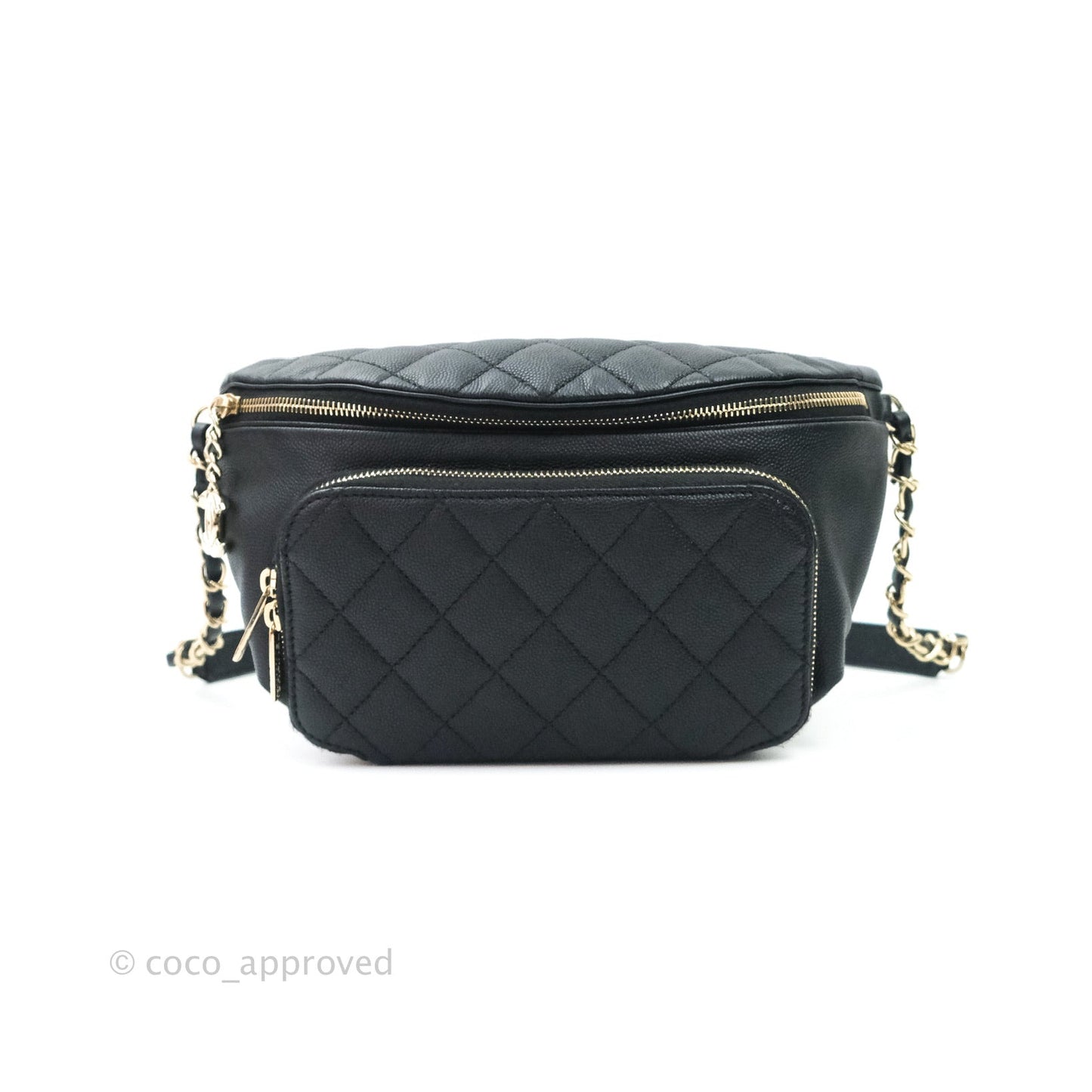 Chanel Quilted Business Affinity Waist Belt Bag Black Caviar Gold Hardware