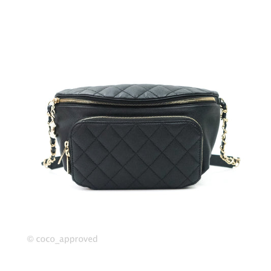Chanel Quilted Business Affinity Waist Belt Bag Black Caviar Gold Hardware