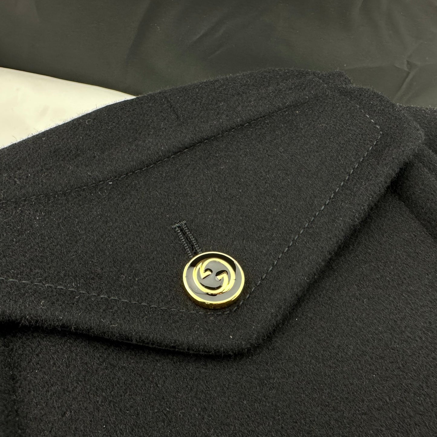 Luxury Gucci Trending 2025 Black Wool Coat with Interlocking GG Buttons