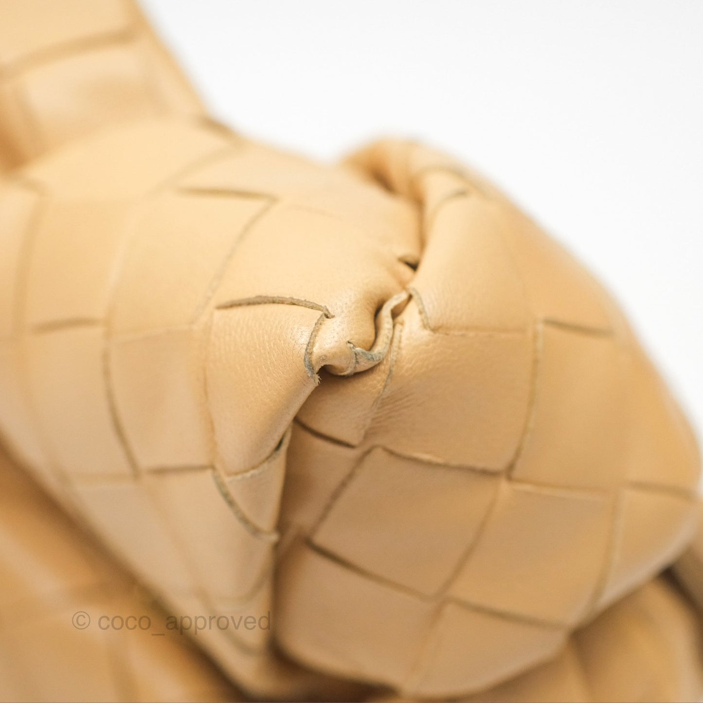 Bottega Veneta Mini Jodie Clutch Bag Intrecciato Almond Lambskin Gold Hardware