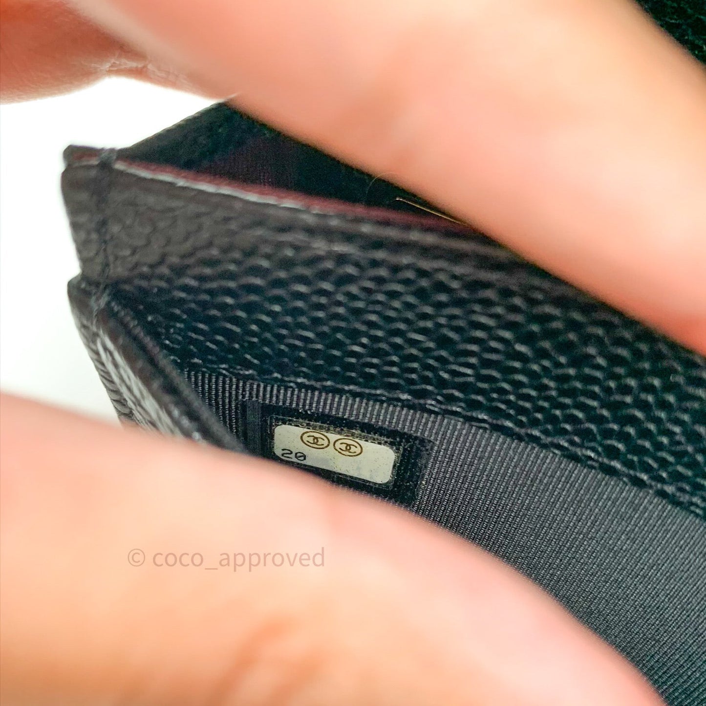 Chanel Card Holder Snap Button Black Caviar Gold Hardware