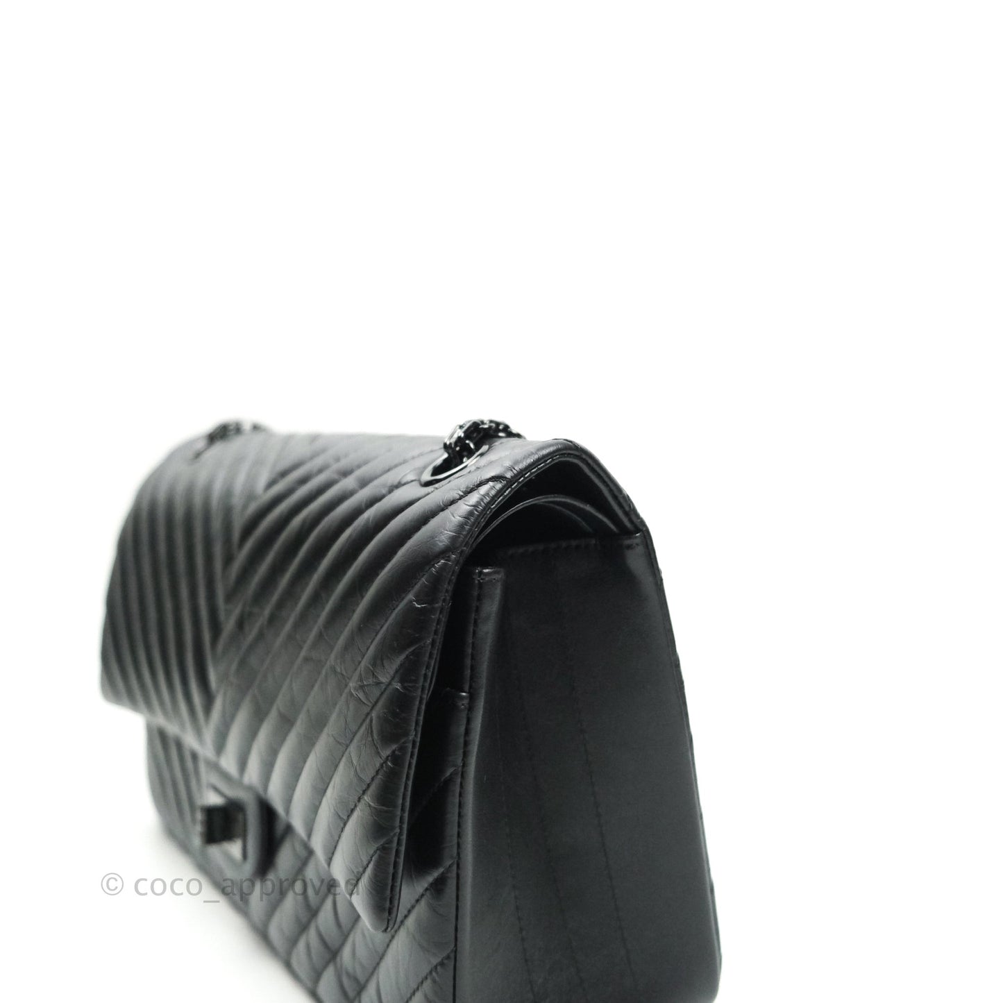 Chanel Reissue Chevron Aged Calfskin So Black Hardware 226
