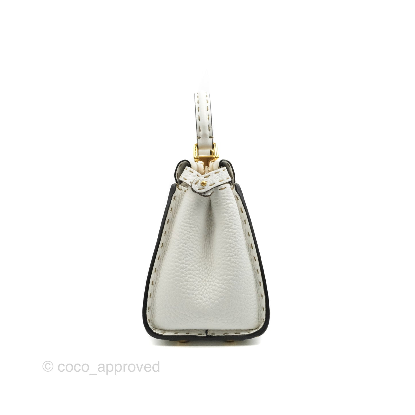 Fendi Peekaboo Mini White Grained Leather Gold Hardware
