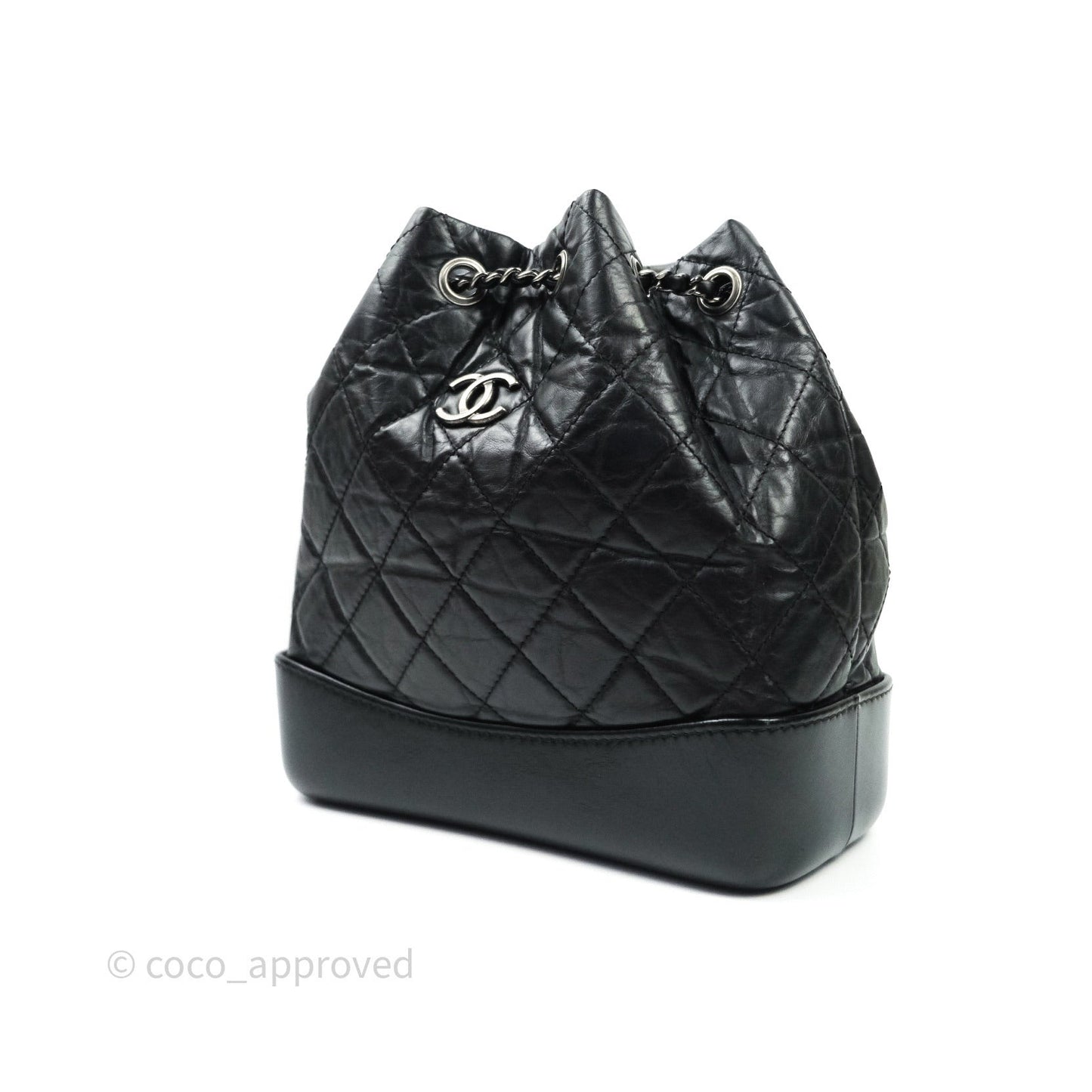 Chanel Gabrielle Backpack Black Aged Calfskin Small Navy Black