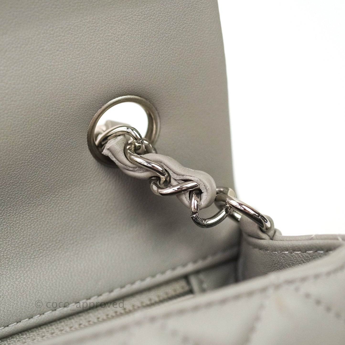 Chanel Quilted Mini Rectangular Flap Grey Lambskin Silver Hardware