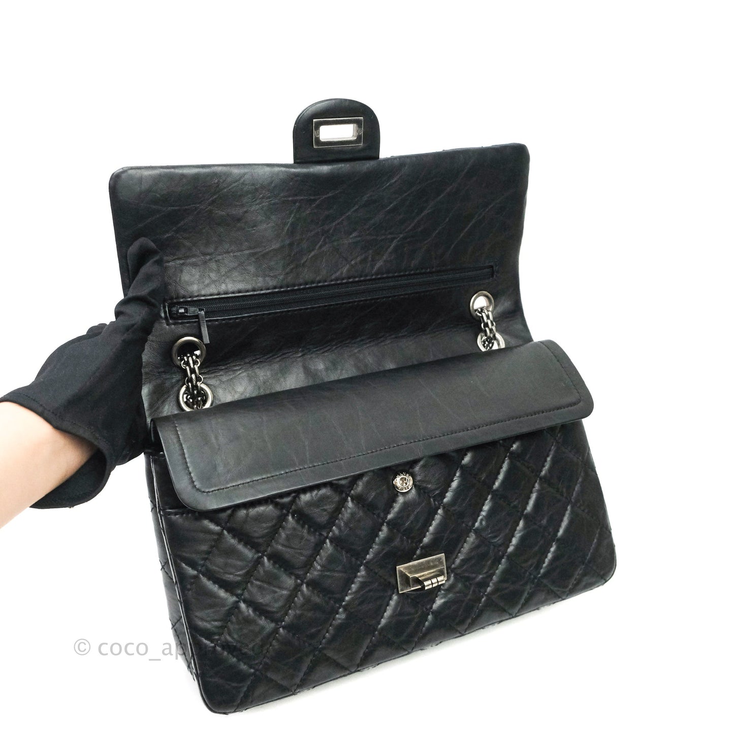 Chanel Reissue Quilted Aged Calfskin Black Ruthenium Hardware 226