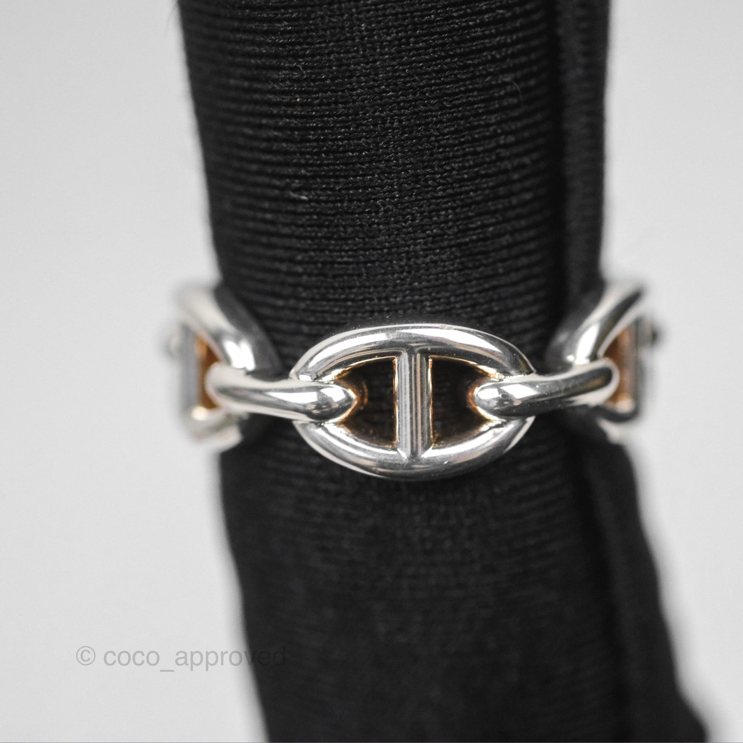 Hermès Sterling Silver PM Chaine d'Ancre Enchainee Band Ring SIze 53