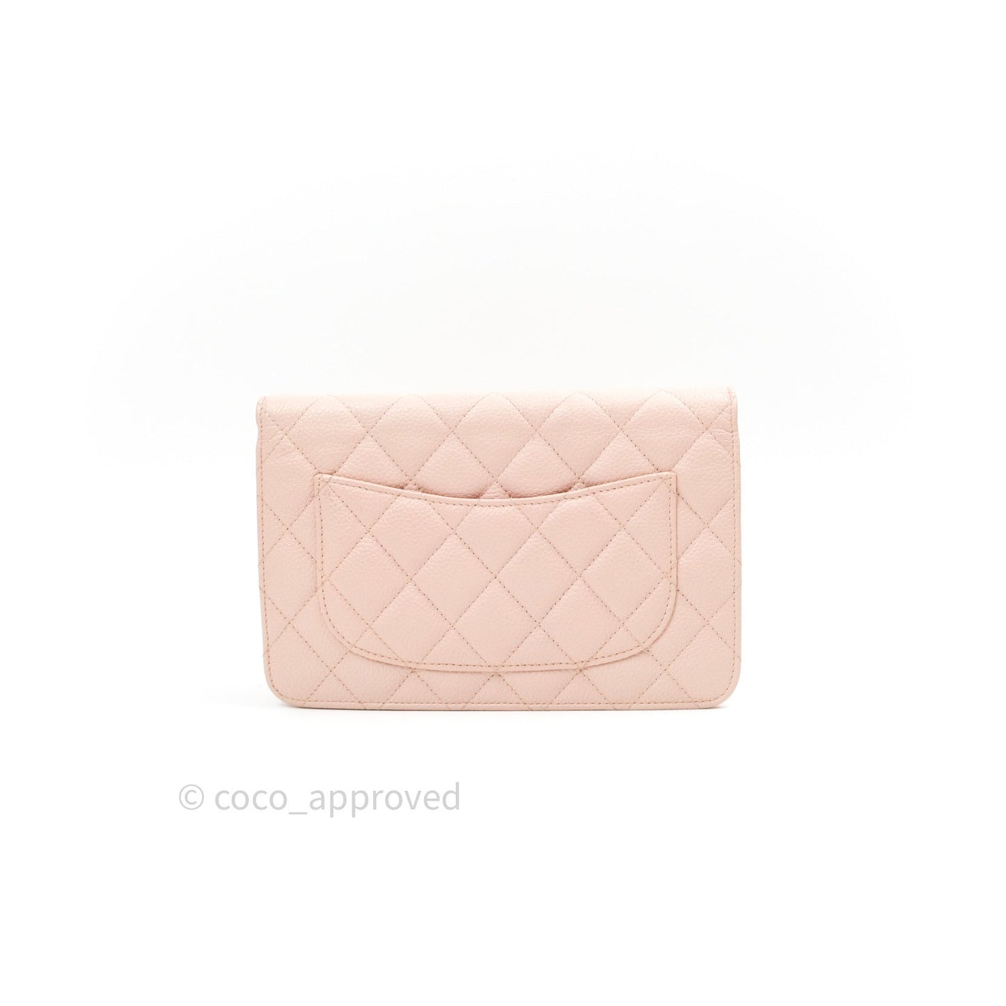 Chanel Quilted Wallet on Chain WOC Baby Pink Caviar Silver Hardware