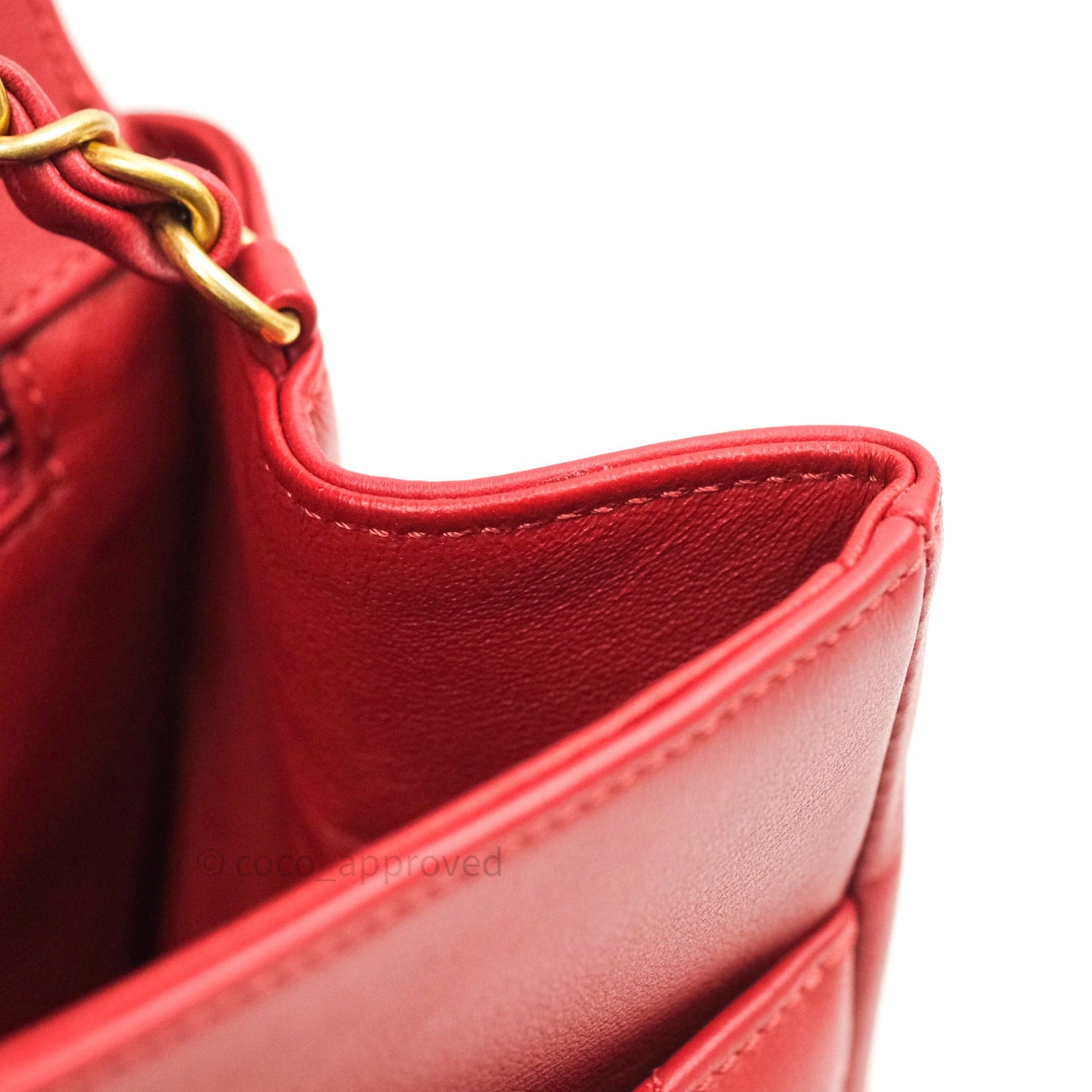 Chanel Quilted Chevron In The City Bag Red Calfskin Gold Hardware