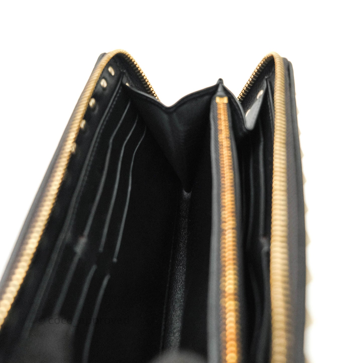 Valentino Garavani Rockstud Wallet Black Gold Hardware