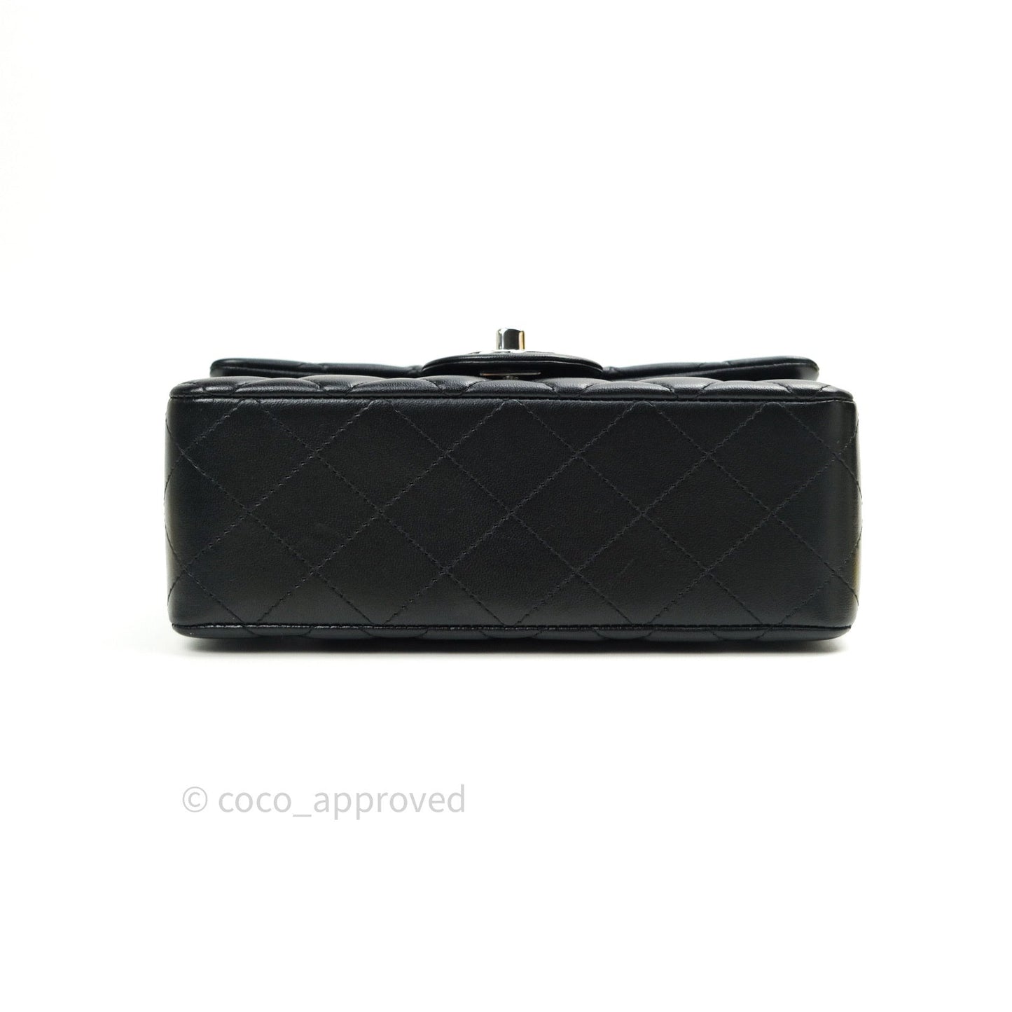 Chanel Quilted Mini Rectangular Black Lambskin Silver Hardware