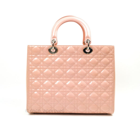 Christian Dior Patent Cannage Large Lady Dior Light Pink