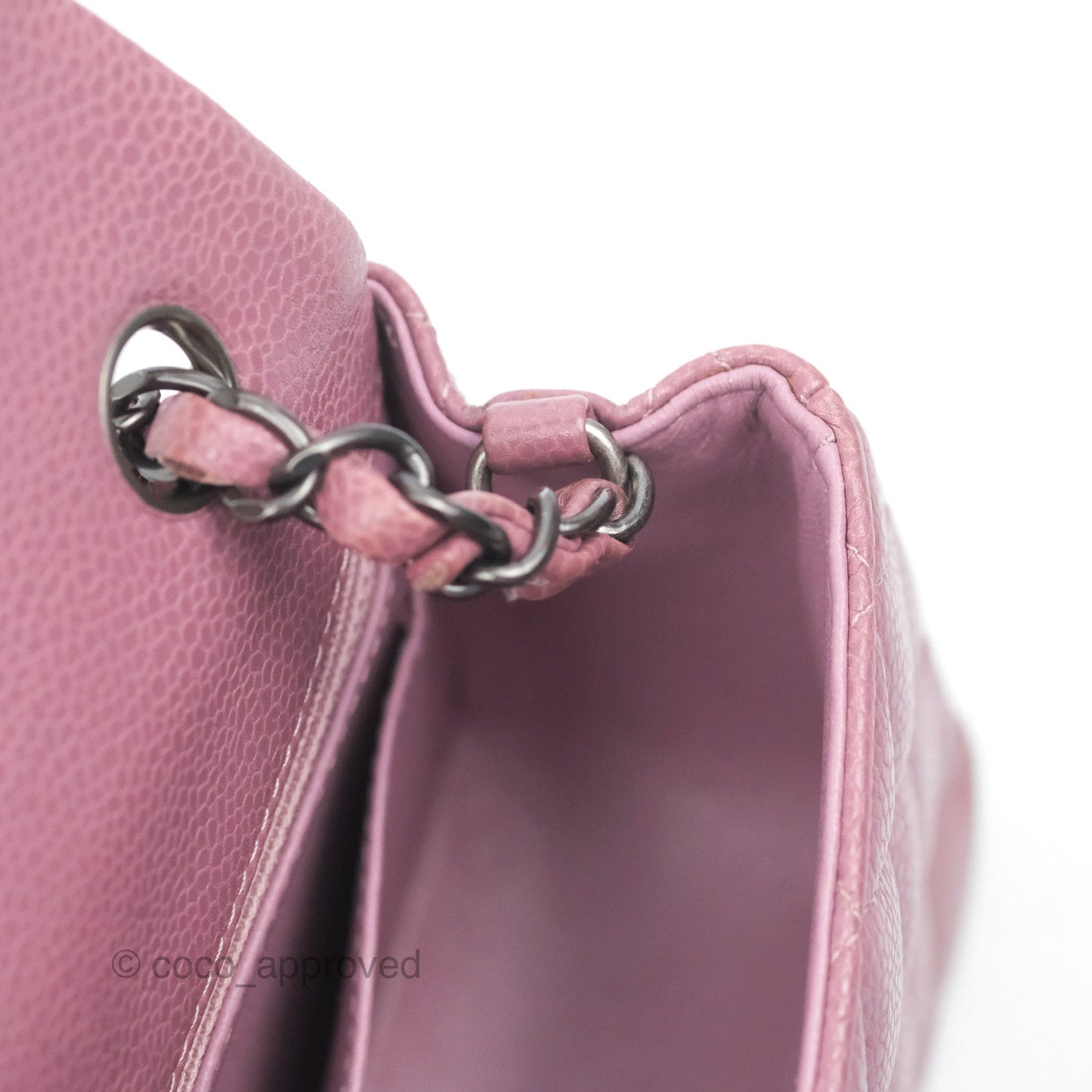 Chanel Quilted Mini Rectangular Flap Dark Pink Caviar Ruthenium Hardware