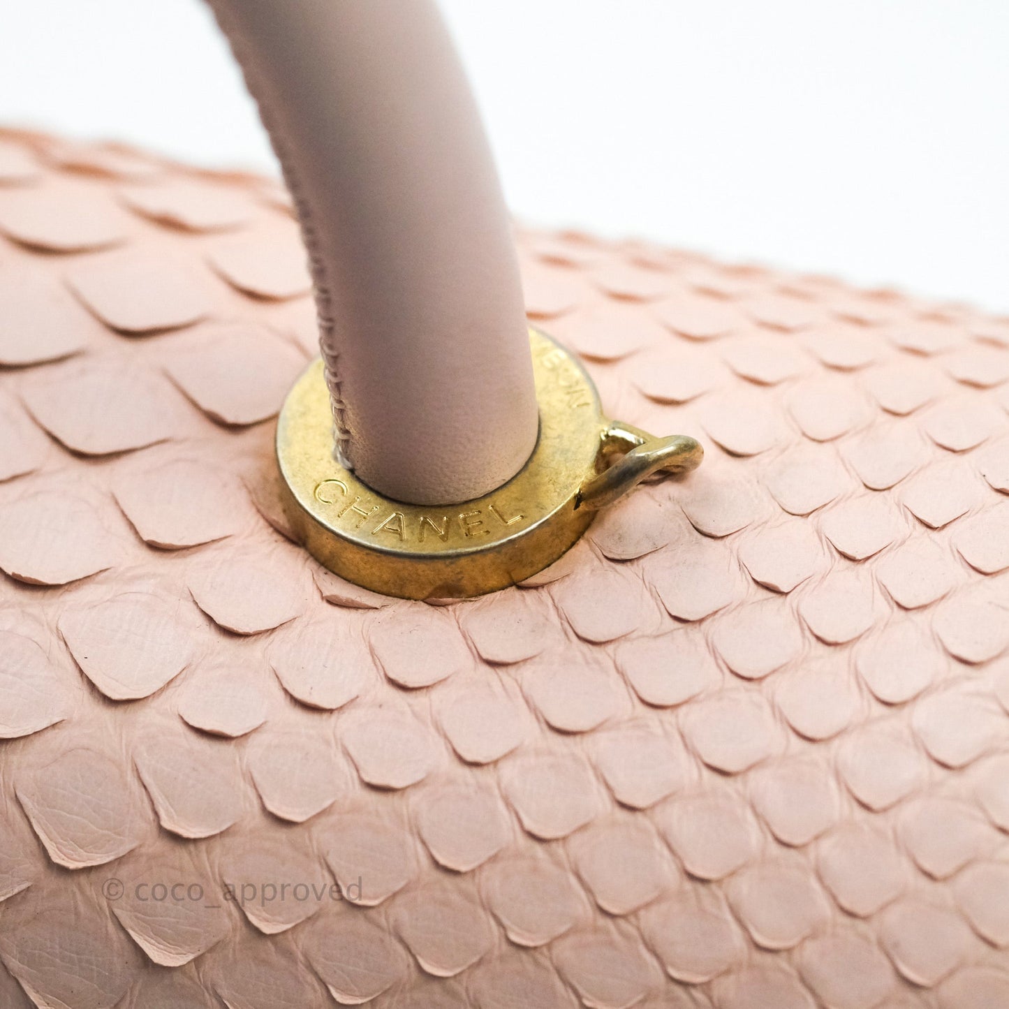 Chanel Quilted Mini Coco Handle Baby Pink Python Gold Hardware