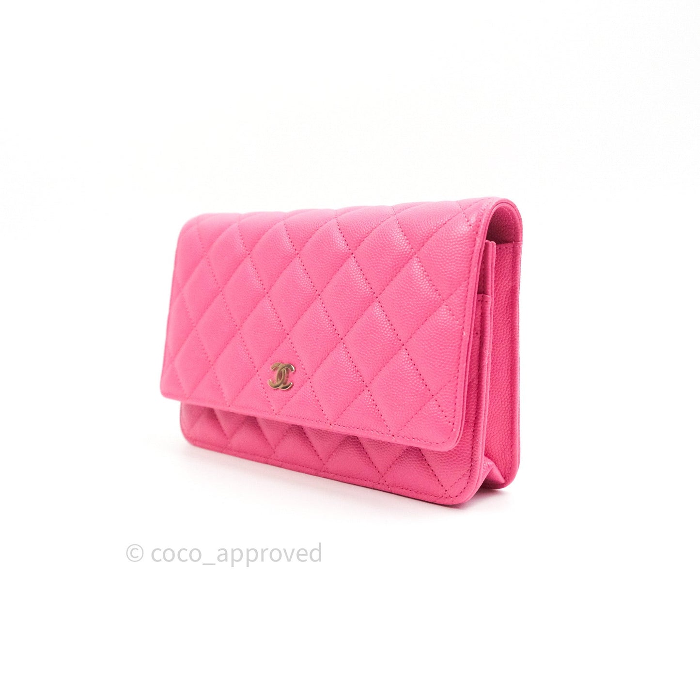Chanel Caviar Quilted Wallet on Chain WOC Pink Light Gold Hardware 20S