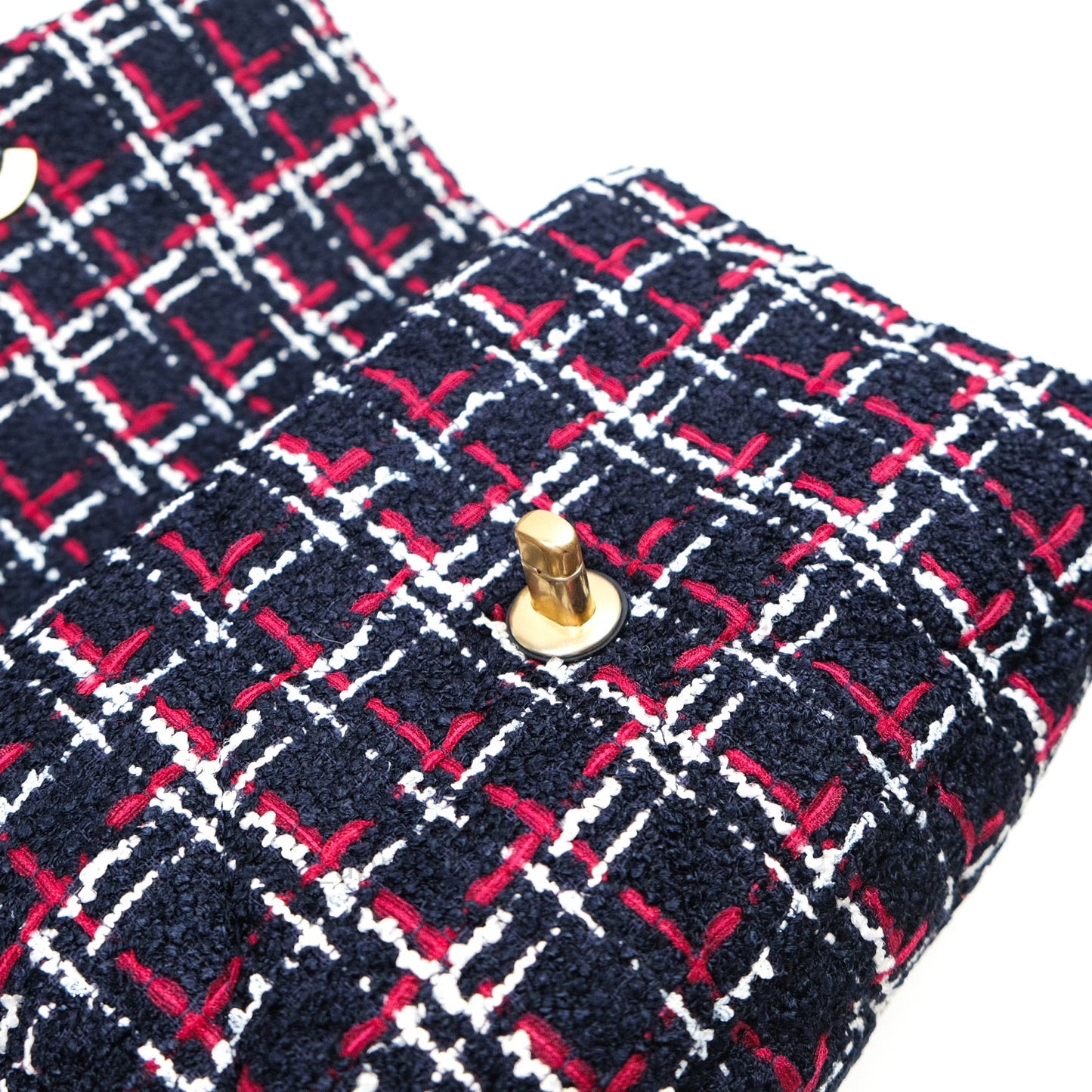 Chanel 19 Small Tweed Red Navy Mixed Hardware