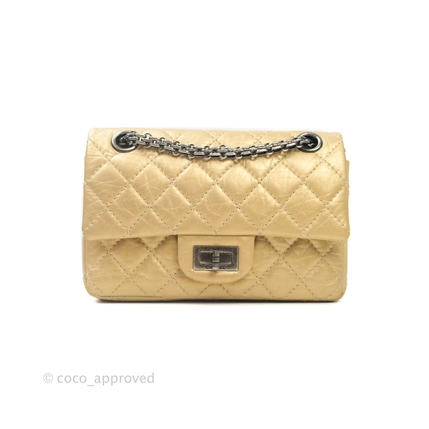 Chanel Mini Reissue 224 Gold Aged Calfskin Ruthenium Hardware