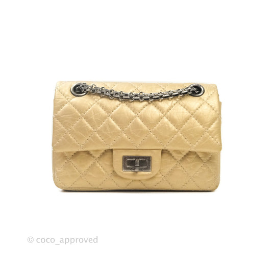 Chanel Mini Reissue 224 Gold Aged Calfskin Ruthenium Hardware
