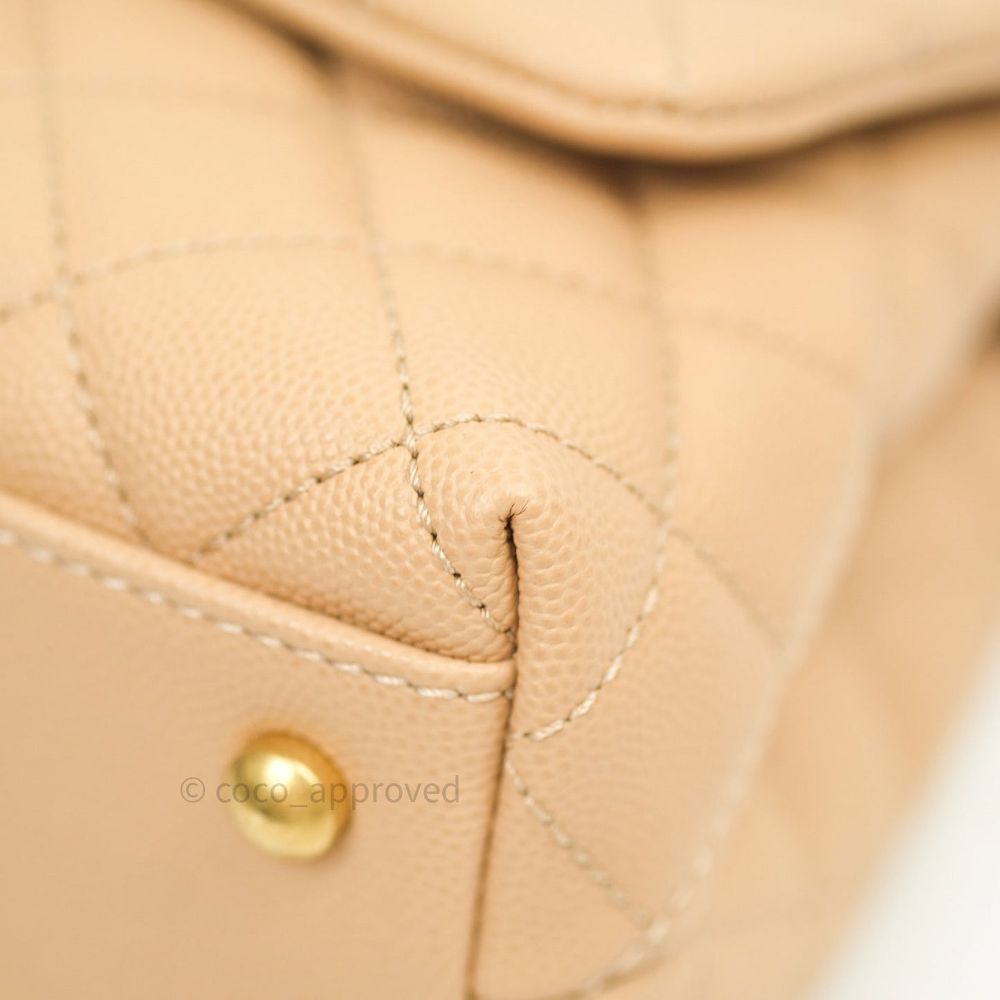 Chanel Mini Coco Handle Quilted Beige Caviar Gold Hardware Lizard Embossed Handle