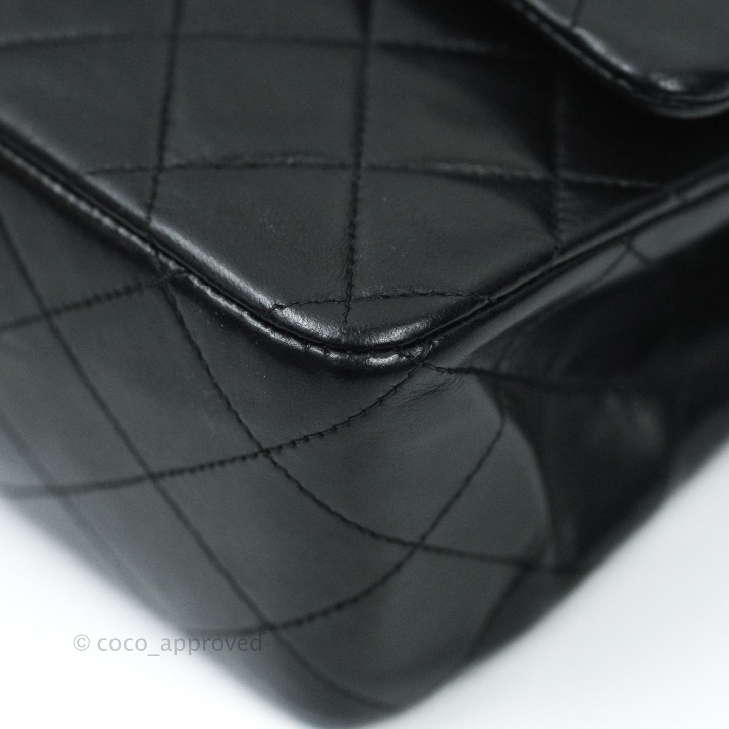 Chanel Vintage M/L Medium Double Flap Bag Black Lambskin 24K Gold Hardware