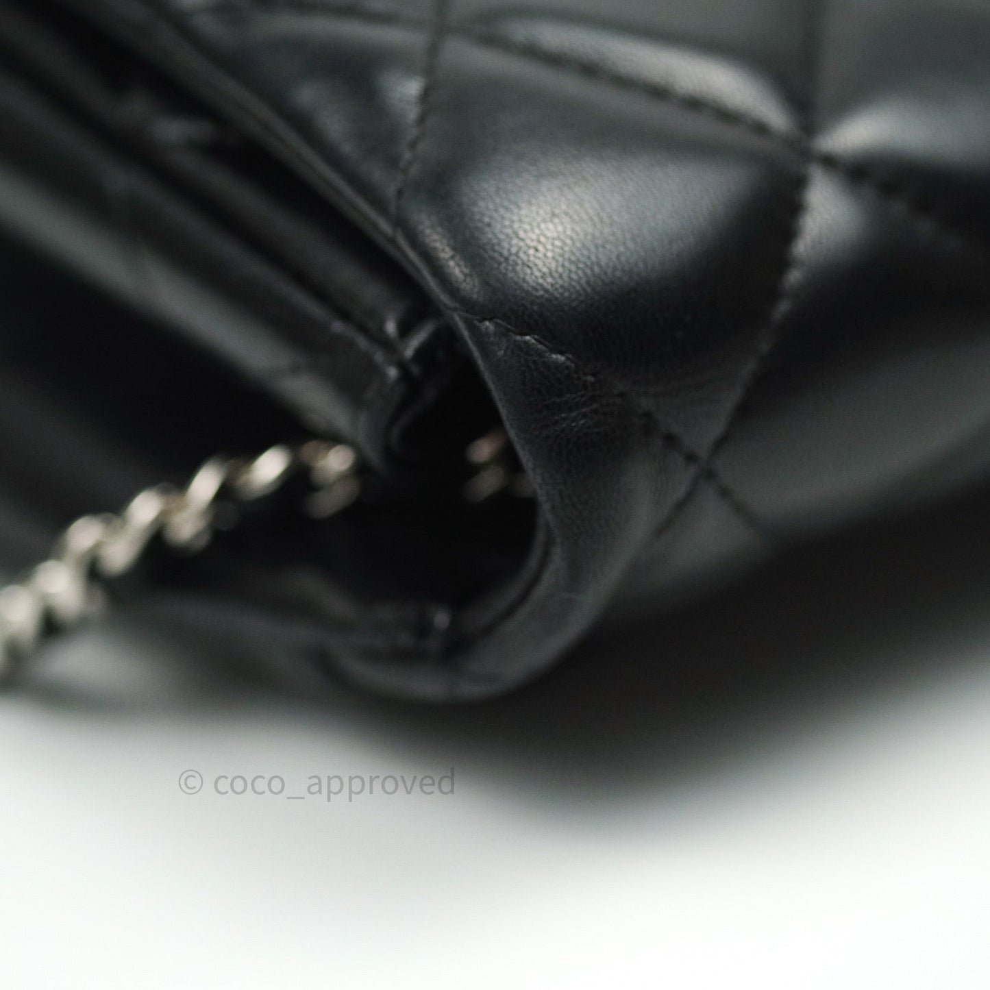 Chanel Quilted Clutch with Chain Black Lambskin Silver Hardware