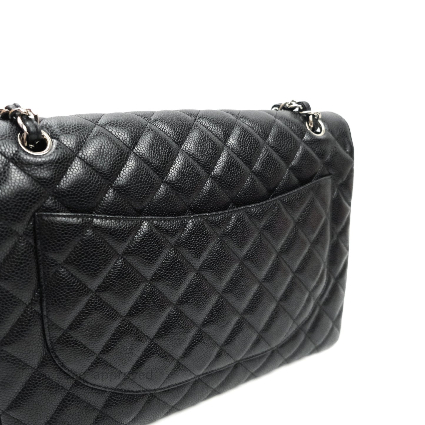 Chanel Single Flap Maxi Caviar Black Silver Hardware