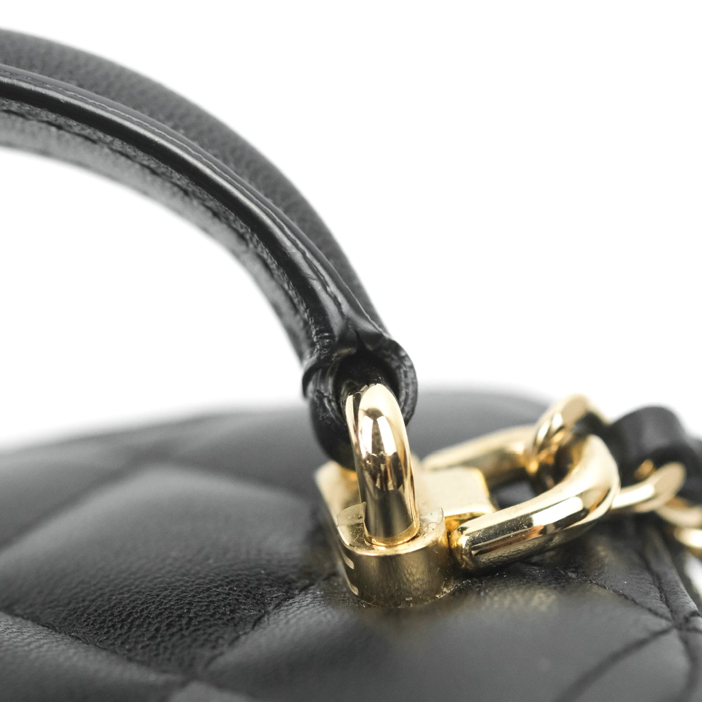 Chanel Mini Top Handle Vanity With Chain Black Lambskin Gold Hardware